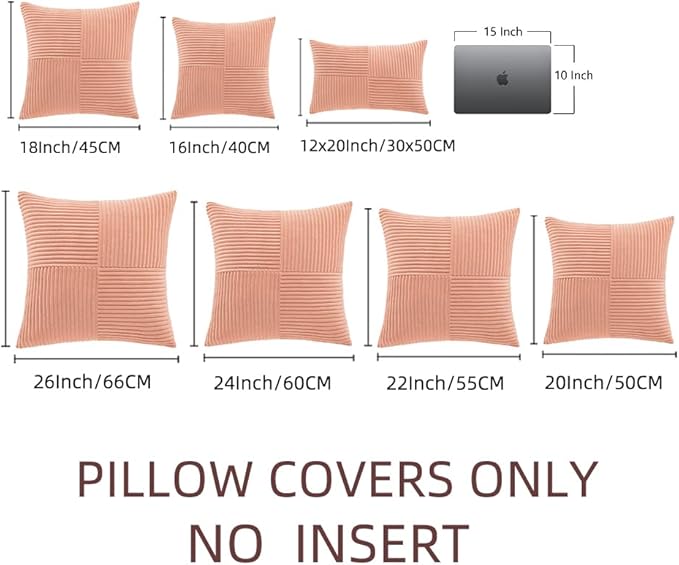 Fancy Homi 2 Packs Coral Big Decorative Throw Pillow Covers 24x24 Inch - Image 6