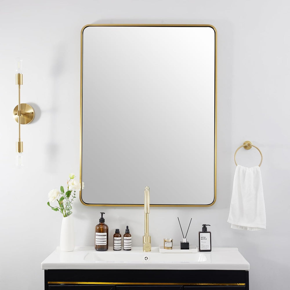 ANDY STAR Brushed Gold Mirror 40''X30'', Gold Bathroom Mirror...