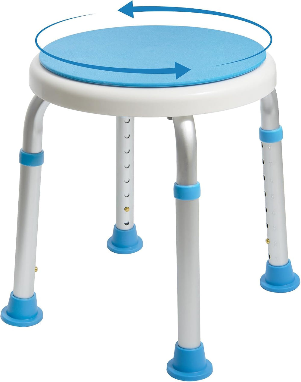 Vaunn Medical Tool-Free Assembly Adjustable Swivel Shower Stool Seat Bench SP...