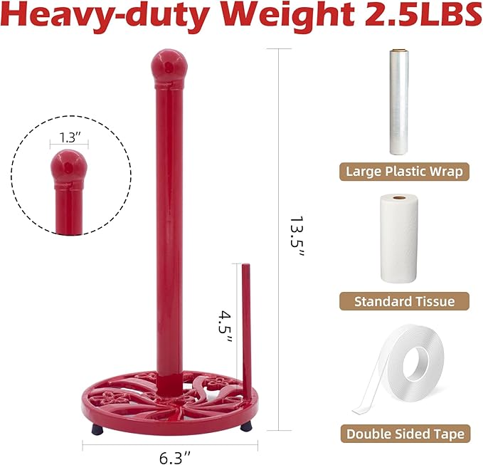 Red Cast Iron Paper Towel Holder - Image 6