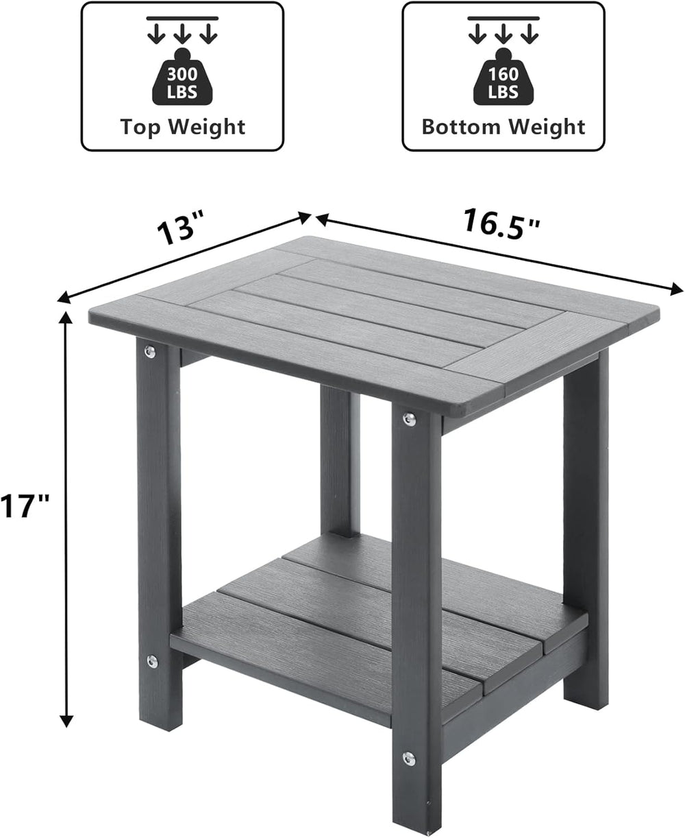 Meluvici Double Adirondack Outdoor Side Table Weather Resistant, Outdoor Rect...