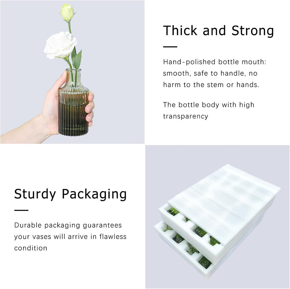 SUPMIND Glass Bud Vase Set of 24, Small Green Flower Vases for Centerpieces