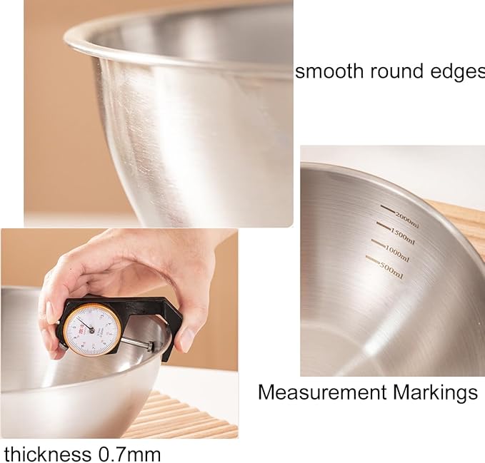 Stainless Steel Salad Bowls Set of 2 Mixing Bowl - Image 9