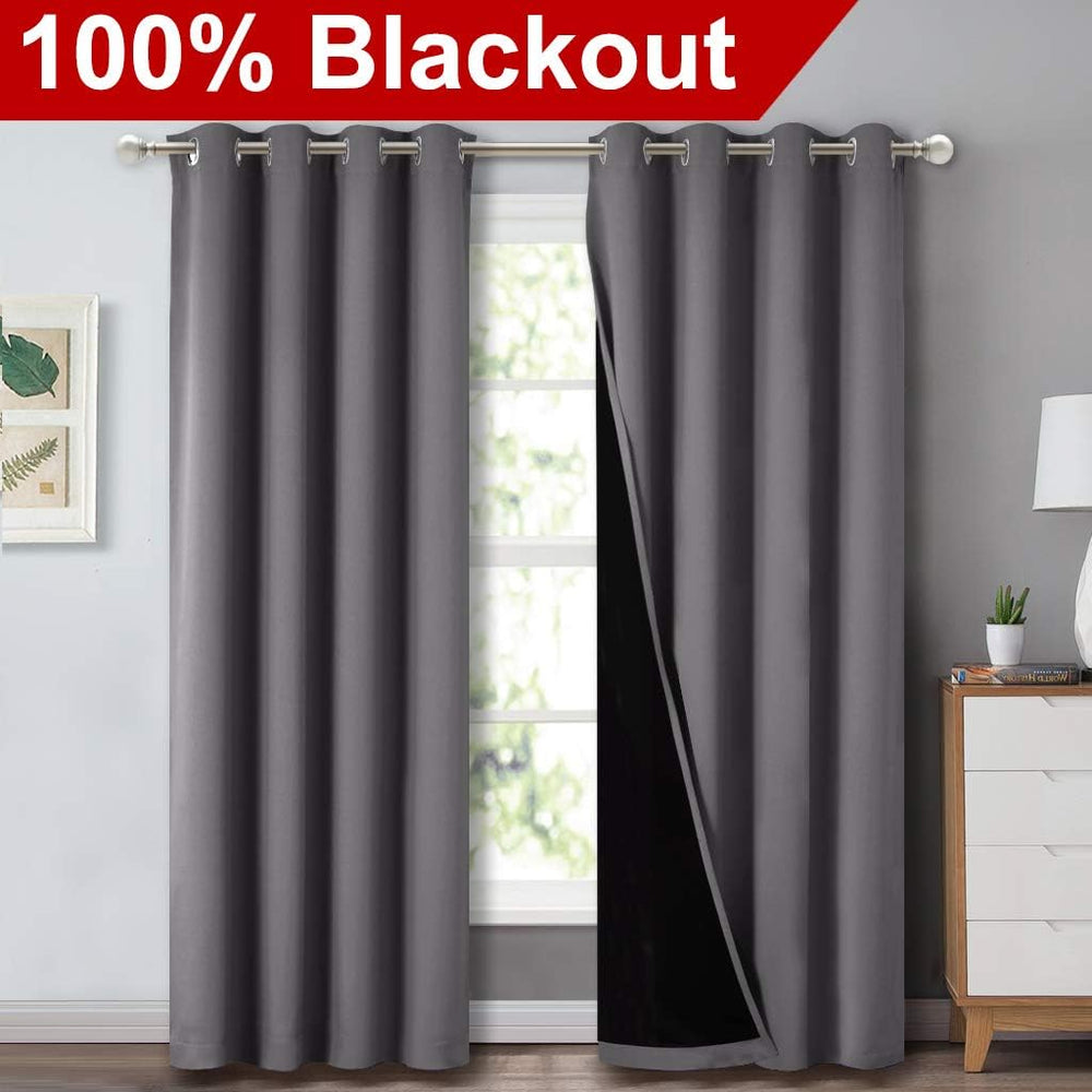 NICETOWN Grey Full Shade Curtain Panels for Dining Room 52x84 in 2 Panels