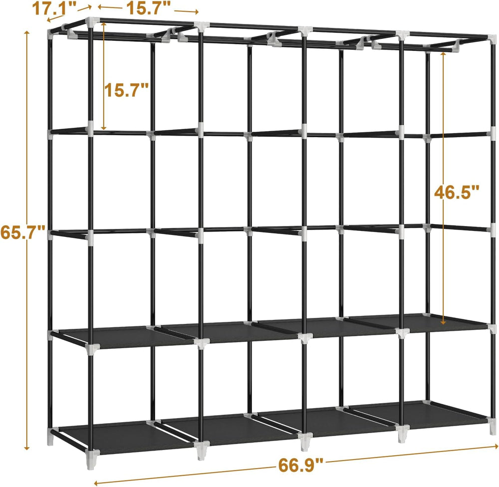 67" Portable Wardrobe Closet for Hanging Clothes Large Capacity for Bedroom