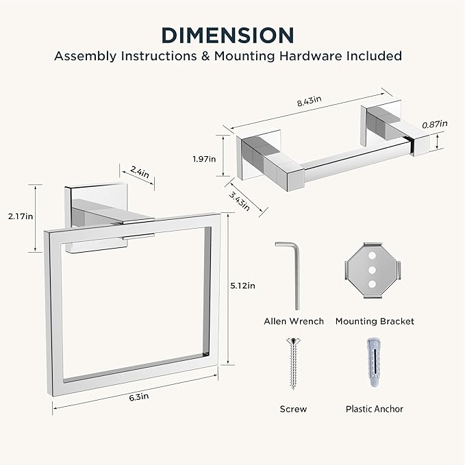 FORIOUS Toilet Paper Holder Set Wall Mount, SUS 304 Stainless Steel Pivoting - Image 7