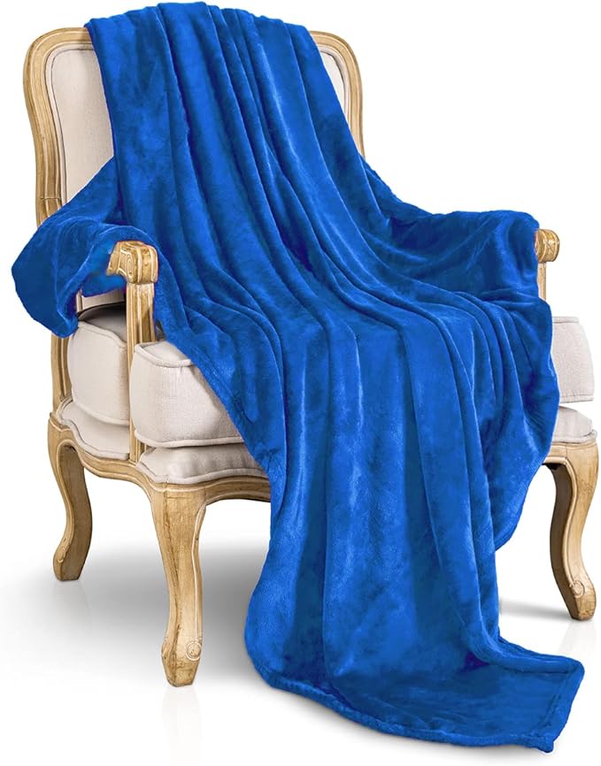 JIAHANNHA Flannel Fleece Blanket Queen Size Royal Blue 90 by 90 Inches Blankets - Image 5