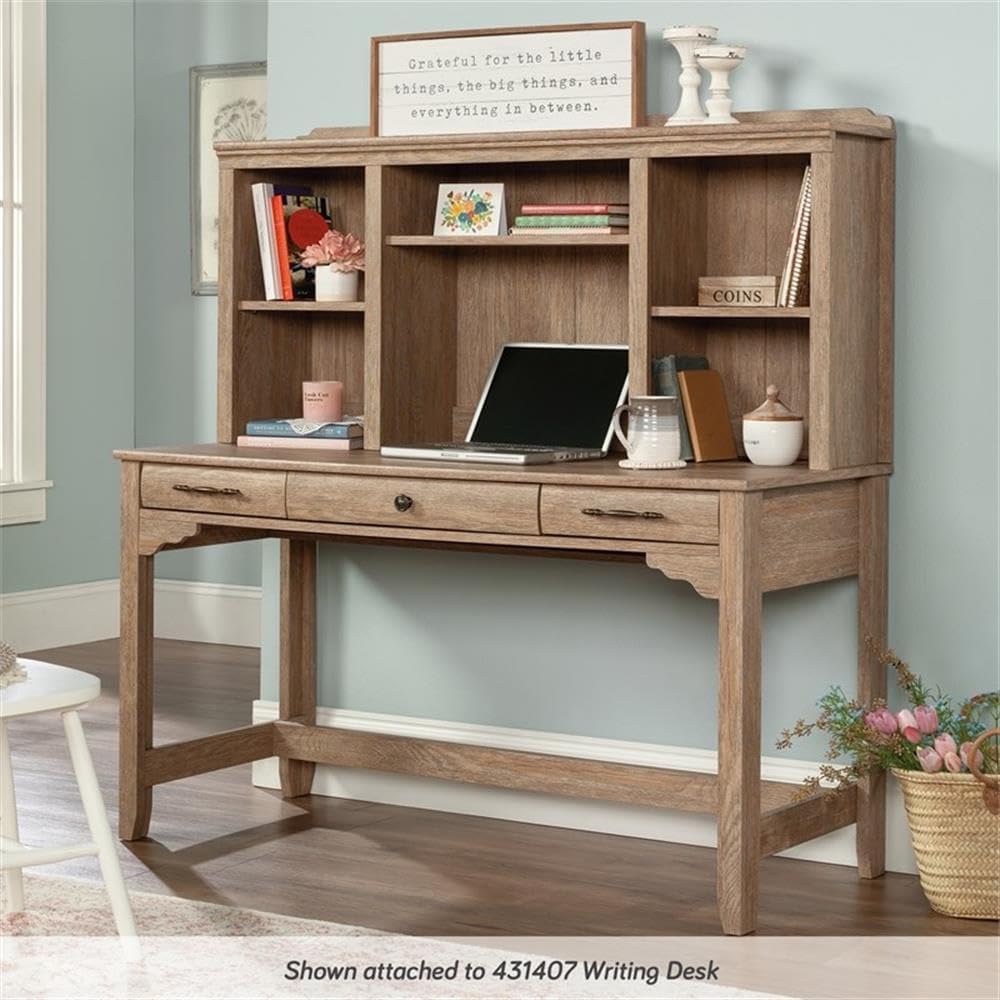 Sauder Rollingwood Engineered Wood 54" Hutch in Brushed Oak Finish