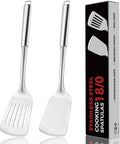 14.5-in Stainless Steel Spatula Set, 18/0 SS Heavy Duty Turner & Slotted Spatula by MUJINON