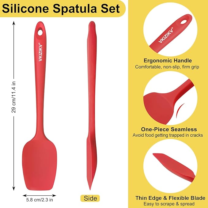 4 Pcs Silicone Spoon Spatula Set, 11.4 In, Food Grade Rubber Spatulas - Image 2