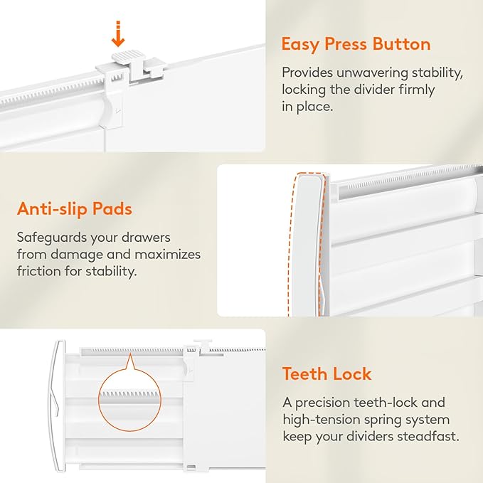 Lifewit 5" Tall 4 Pack Drawer Dividers, 30-47cm/11.5-18.5" Expandable Drawer - Image 6