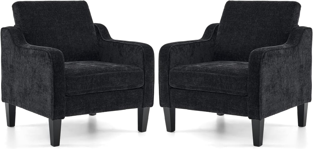VINGLI Accent Chairs Set of 2, Chenille Upholstered Armchair Living Room
