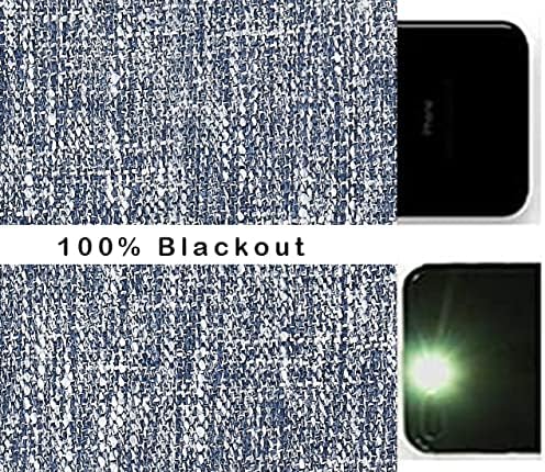 Navy Solid Full Blackout Curtain Heavy Linen Texture Window Treatment for Bed...