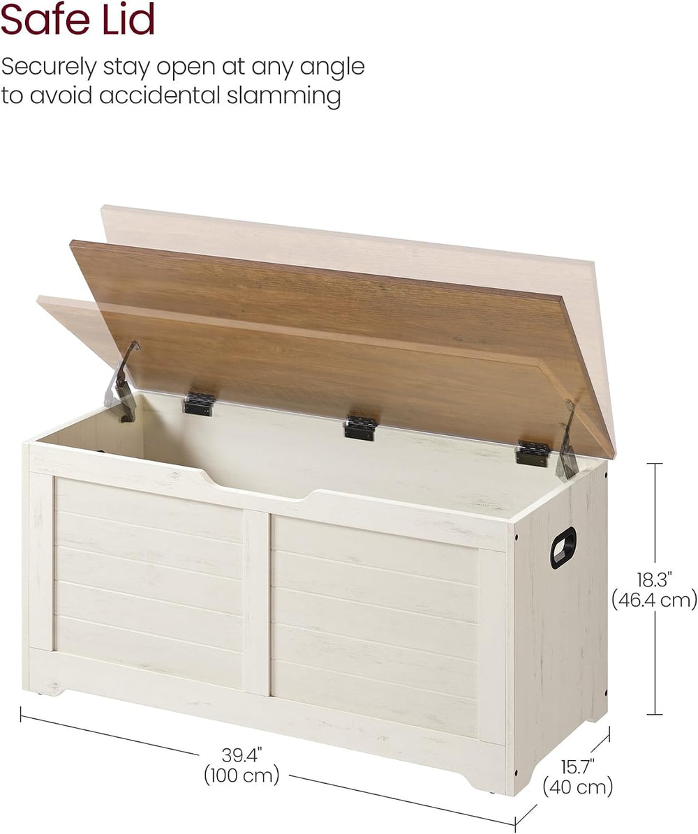 VASAGLE Storage Chest, 39.4 Inches Width Bench with 2 Safety Hinges