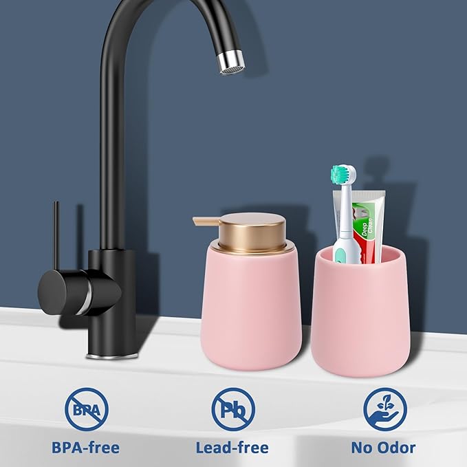 Soap Dispenser Ceramic with Easy-to-Press Pump Hand Lotion Liquid Dispenser - Image 3