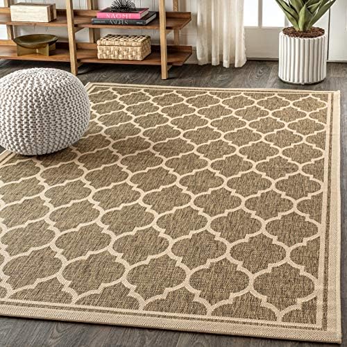JONATHAN Y Moroccan Trellis Indoor Outdoor Area Rug 5X8 Brown/Beige, Trebol T...