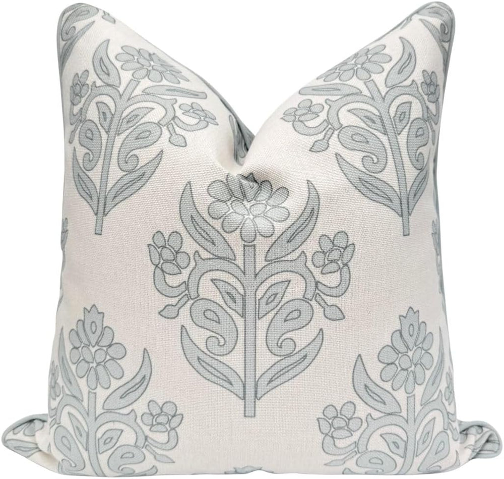 Jillien Harbor “The Naples” Floral Block Print Pillow Cover – Grey and White ...