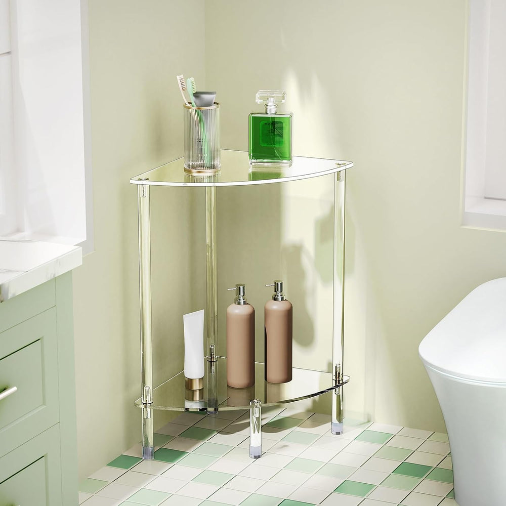 Clear Triangle Acrylic Side Table Set of 2 for Small Space, 11.81" L x 1...