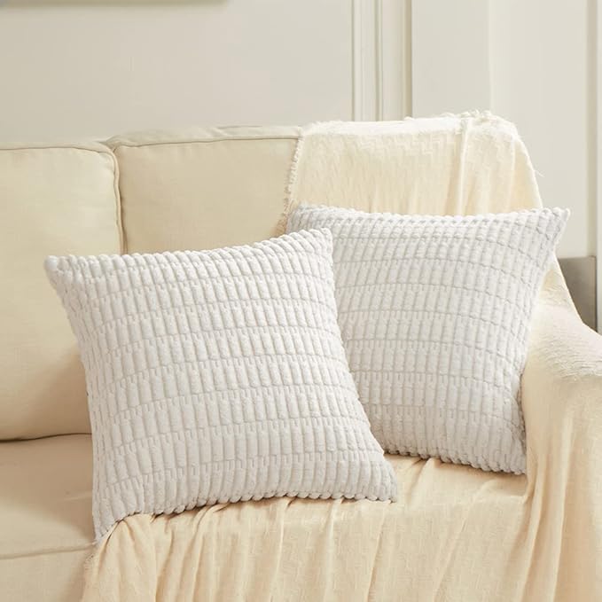 Fancy Homi 4 Packs Pure White Decorative Throw Pillow Covers 18x18 Inch - Image 6