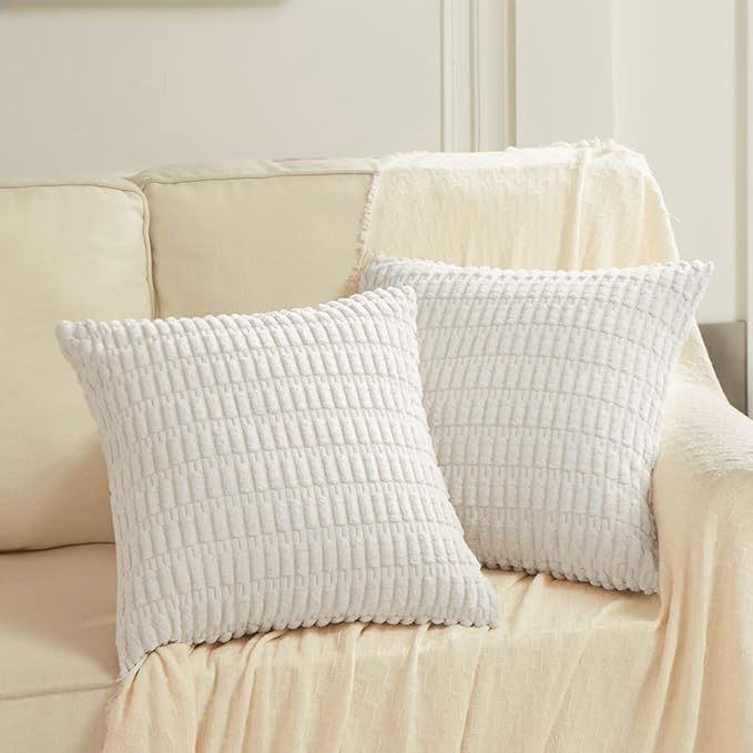 Fancy Homi 4 Packs Pure White Decorative Throw Pillow Covers 16x16 Inch - Image 6