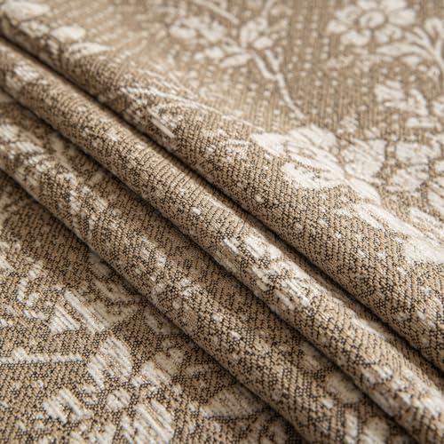 VClife Vintage Floral Bohemain Couch Cover, Soft Breathable Chenille Sofa Cover for Sectional Sofa L Shape, Modern White Taupe Botanical Sofa Slipcover Futon Cover for 2 Cushion Couch Sofa 71''x118''
