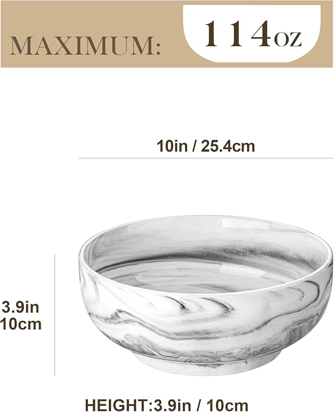 MALACASA Salad Bowls, 114 OZ Extra Large Serving Bowls Set of 2, Porcelain - Image 2