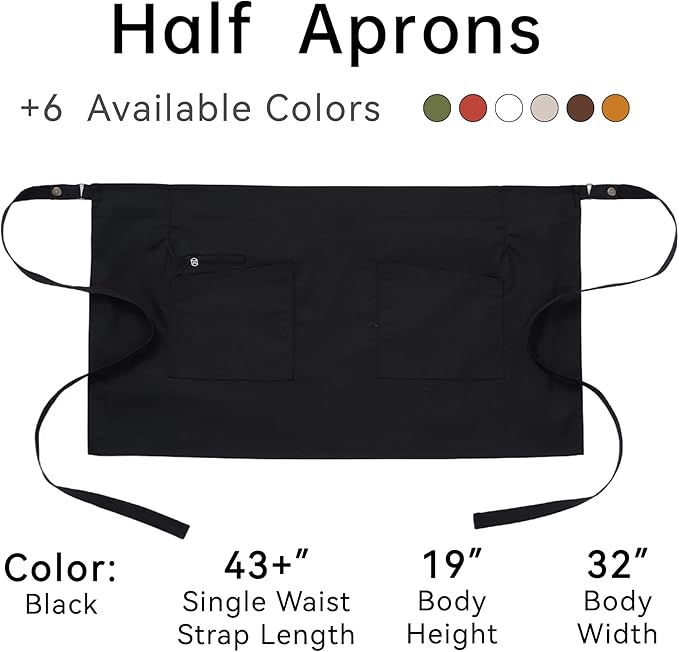 Unisex Waist Apron Half Bistro Apron Server Aprons - Image 6