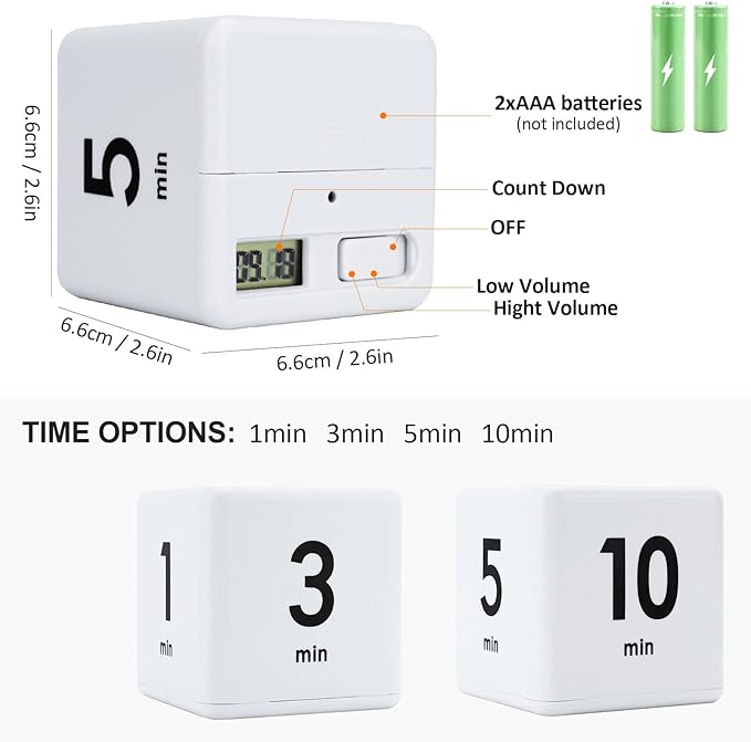 Feilifan Cube Timer, Productivity Cube Rotating Timer - Image 2