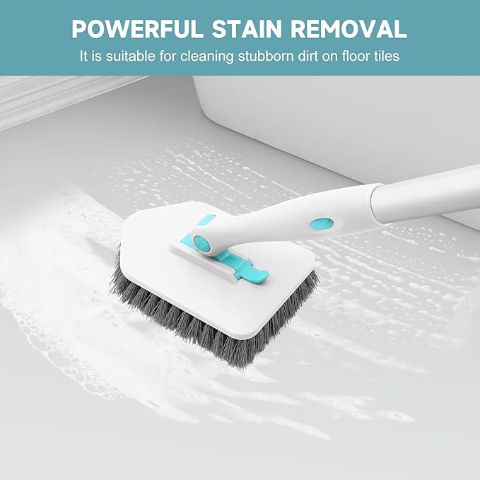 nacena Shower Scrubber with Long Handle, 3 in 1 Tile Tub Scrubber Brush with 3 - Image 5