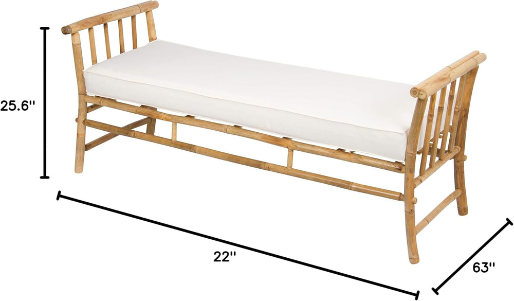 Statra Siesta Daybed Lounger Bamboo Bench Sofa Ottoman Seat, 26"H x 22&q...