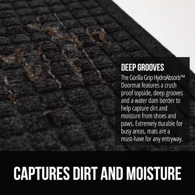 GORILLA GRIP® Ultra Absorbent Front Door Mat Outside Entrance 35x23, Traps Dirt - Image 4