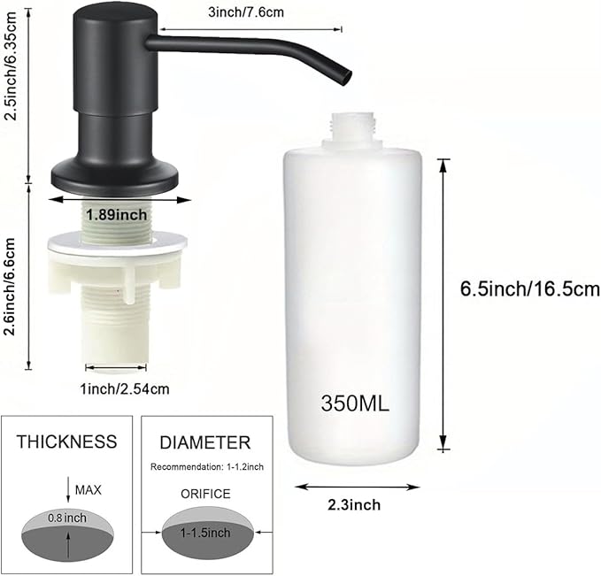 Soap Dispenser for Kitchen Sink, Stainless Steel Built in Soap Dispenser - Image 3