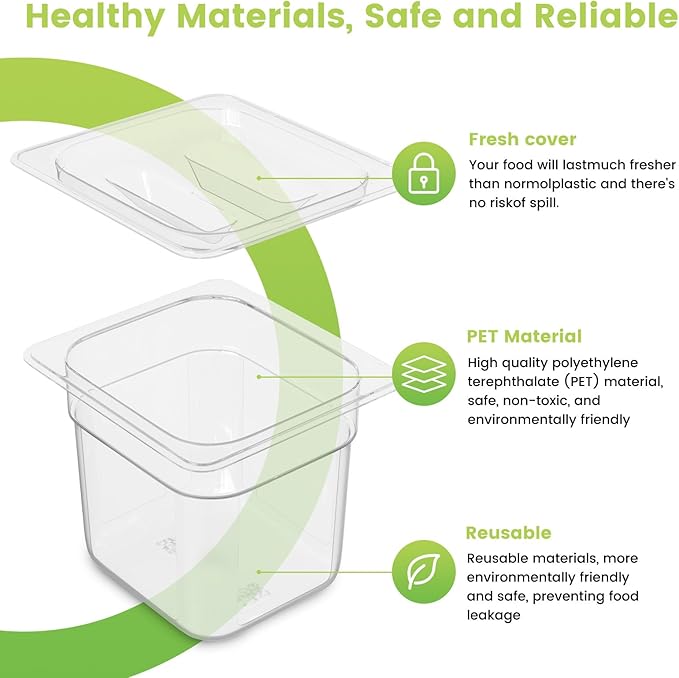 Plastic Clear Food Pan 1/6 Size Stackable Polycarbonate Pan - Image 4