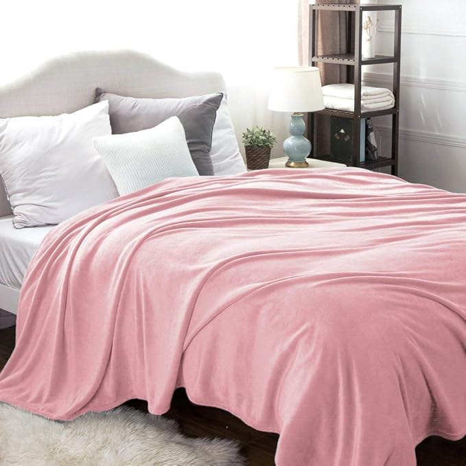 Bedsure GentleSoft Fleece Blankets Queen Size Pink - Image 2