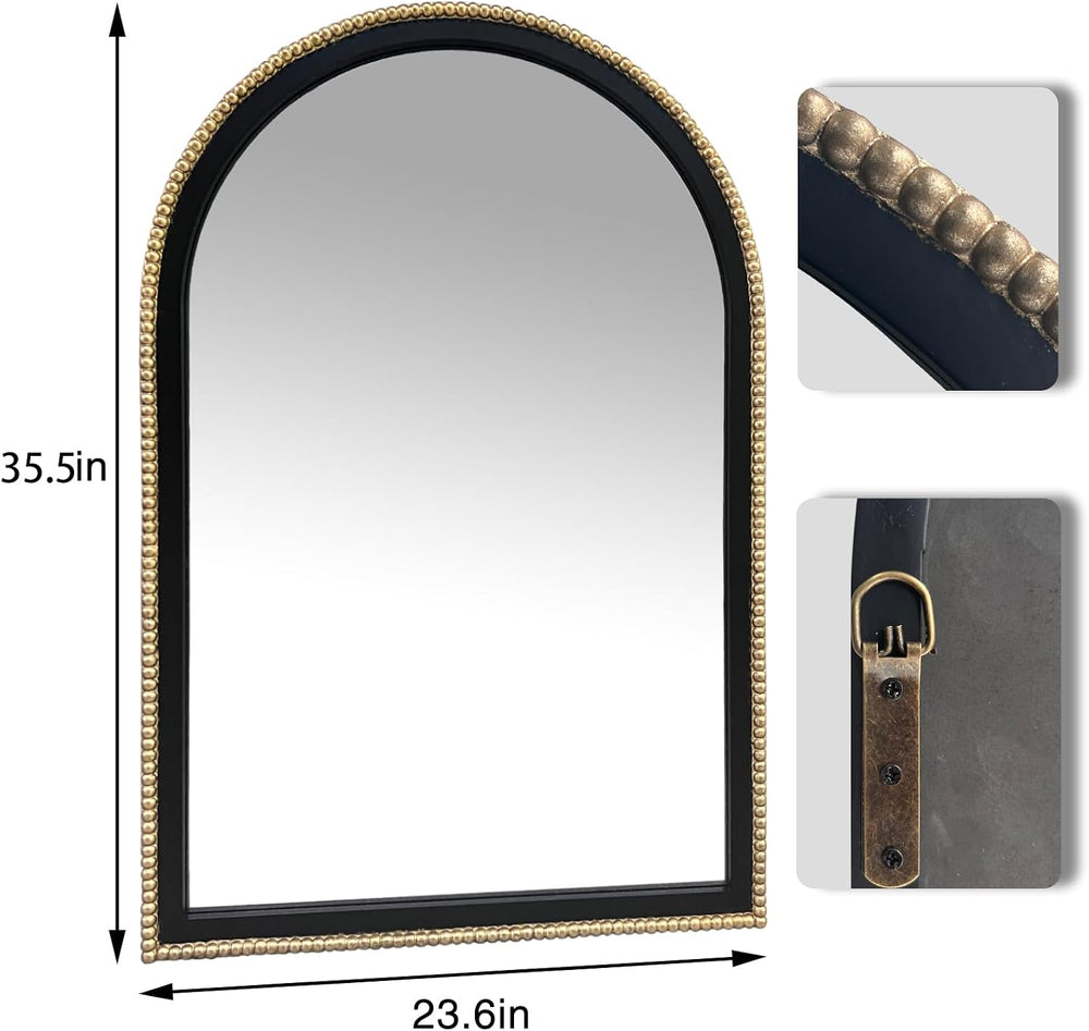 WAMIRRO Ornate Gold Mirror,Arched Black Morden Luxury Living Room Decorative ...