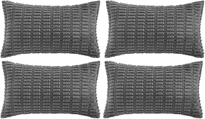 Fancy Homi 4 Packs Dark Grey Decorative Throw Pillow Covers 16x24 Inch by Fancy+Homi