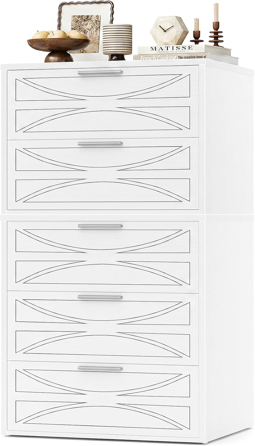 Stackable Dresser for Closet, Wood Closet Storage Drawers, White
