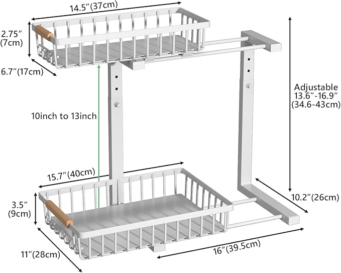 Merrylun Under Sink Organizers, 5 Adjustable Height，Metal Pull Out Under Sink - Image 7