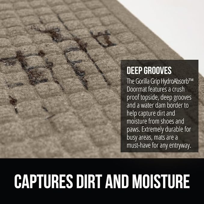 GORILLA GRIP® Ultra Absorbent Front Door Mat Outside Entrance, Traps Dirt and - Image 4