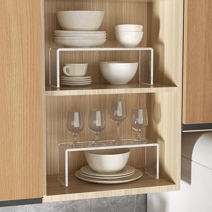 Aminigram 4 Packs Cabinet Organizer Shelf, Acrylic Kitchen Counter Shelves - Image 9