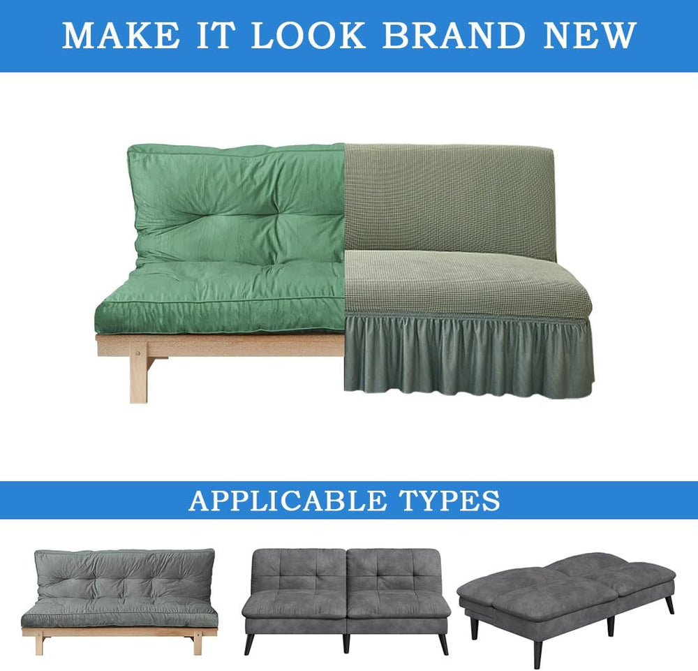 Futon Cover Slipcover Removable Armless Sofa Bed Slipcovers Full Size with Sk...
