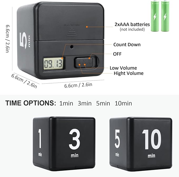 Feilifan Cube Timer, Kid Focus Study Timer Kitchen Work Timer Time Block Cube - Image 2