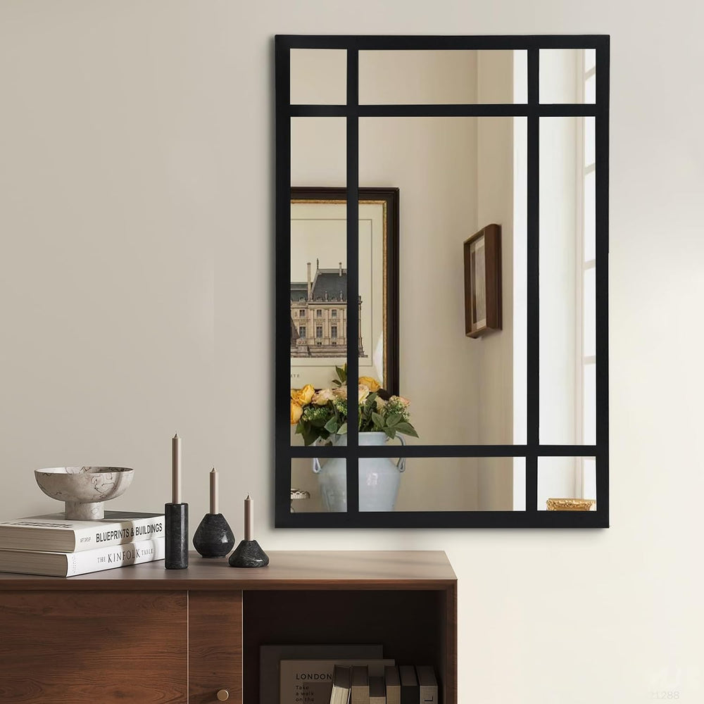 HQiJun Black Rectangle Mirror, Farmhouse Decorative Wall Mirror for Entryway,...