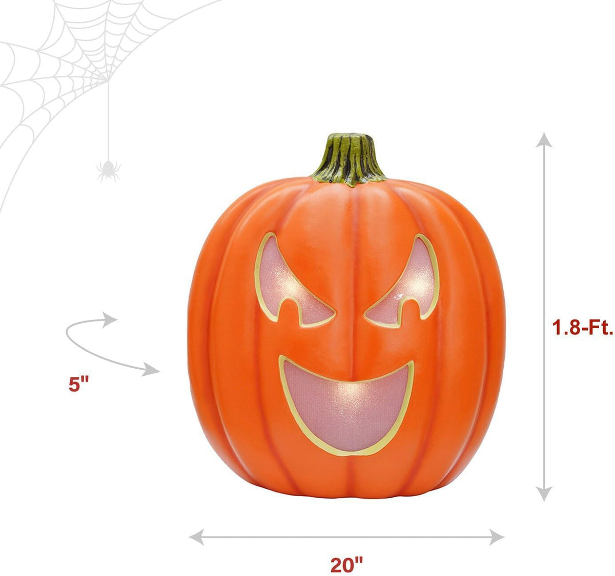 Haunted Hill Farm 1.8-Ft. LED Pumpkin Flatback Halloween Decoration