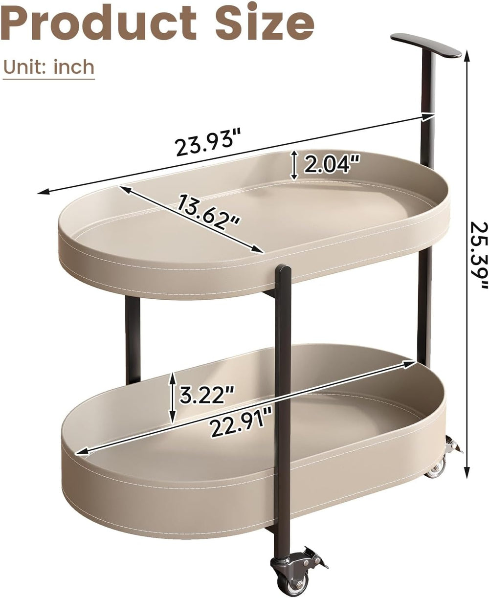 Guyii 2 Tiers Storage Rolling Cart 360 Rotating Side Table Modern End Table L...