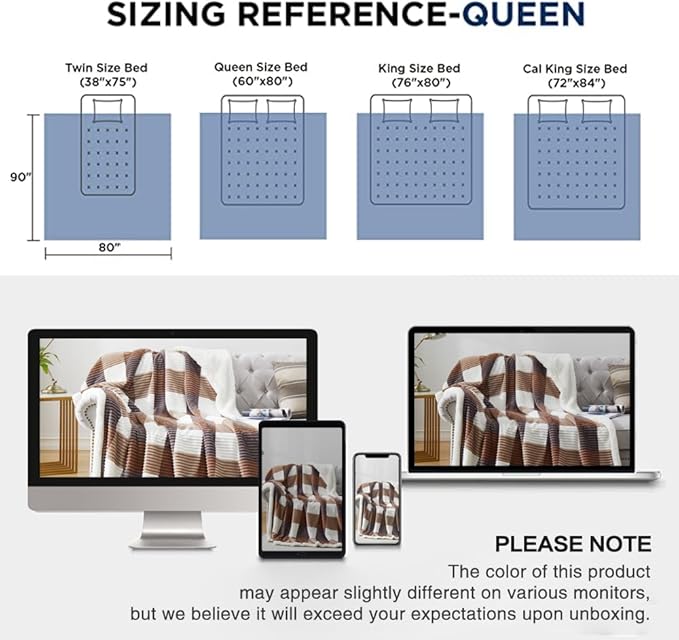 PU MEI Sherpa Blanket Full/Queen Plaid Thick Bed Blanket, 90”*80” Super Soft - Image 9
