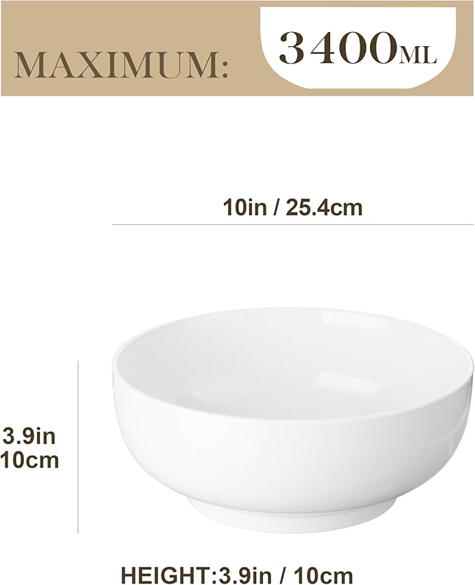 MALACASA Serving Bowls, 114 OZ Extra Large Salad Bowls Set of 2, Porcelain - Image 2