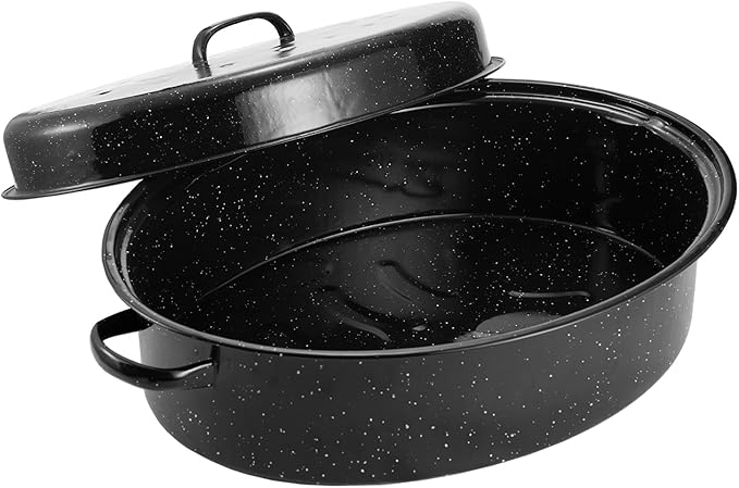 Granite Roaster Pan, 19” Enameled Roasting Pan