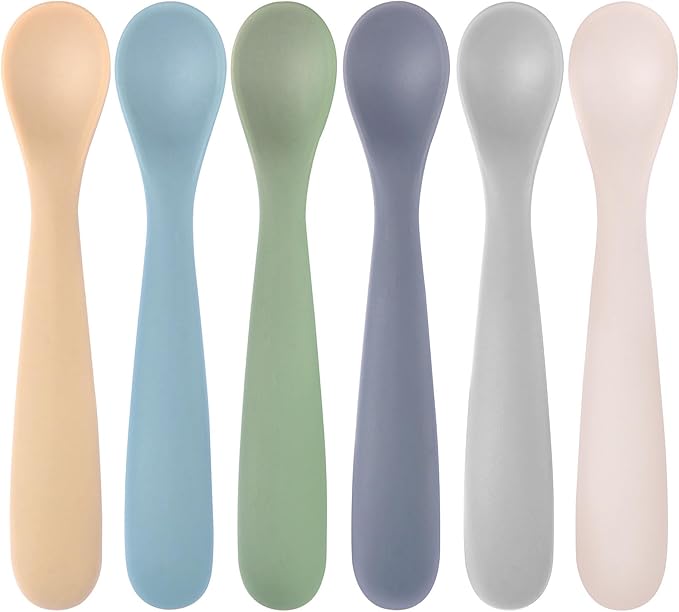 Eascrozn Silicone Baby Spoons Self Feeding 6+ Months, 6 Pack First Stage Baby by Eascrozn