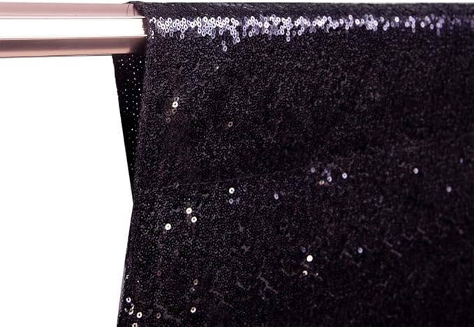 Eternal Beauty Black Thick Sequin Backdrop, 10x10 Ft Halloween Glitter Backgr...